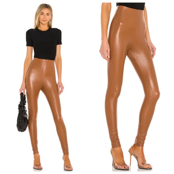 Commando Perfect Control Leggings In Ecopelle Donna - Vita Alta, Tessuto Levigante, Colore Nero, Composizione Poliestere E Poliuretano